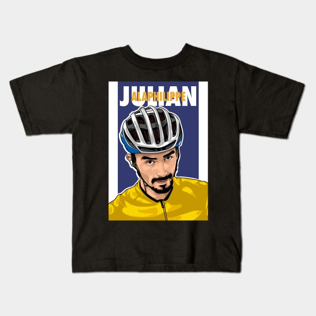 Julian Alaphilippe Kids T-Shirt by Rekayasabumi